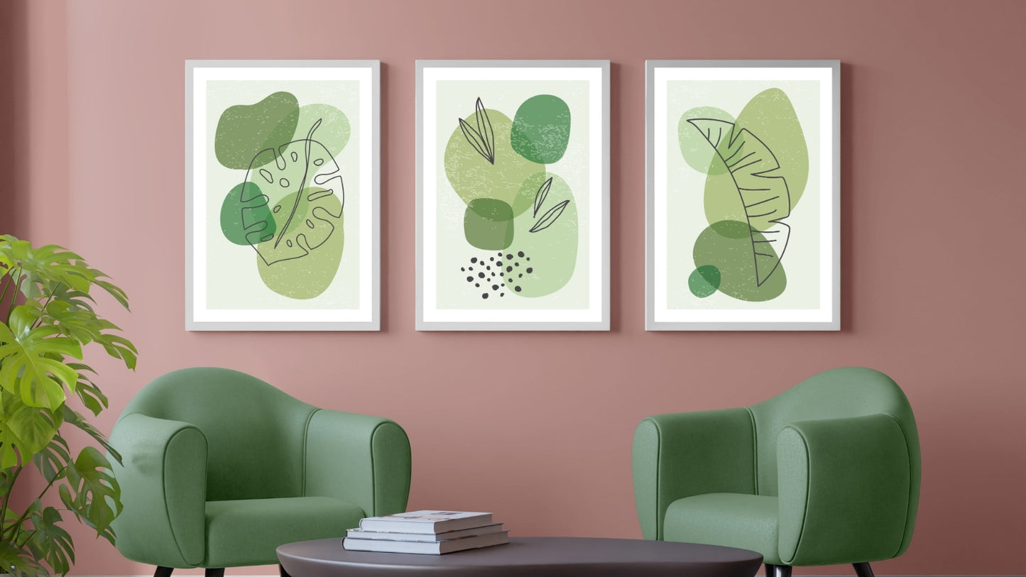 Abstract Organic Shapes Composed in Trendy Contemporary Style (Set of 3)