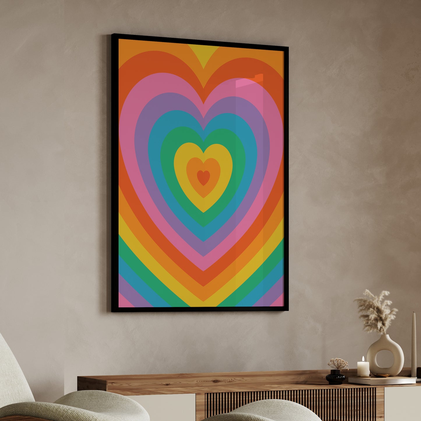 Heart Spectrum: Psychedelic Rainbow Love Art Poster