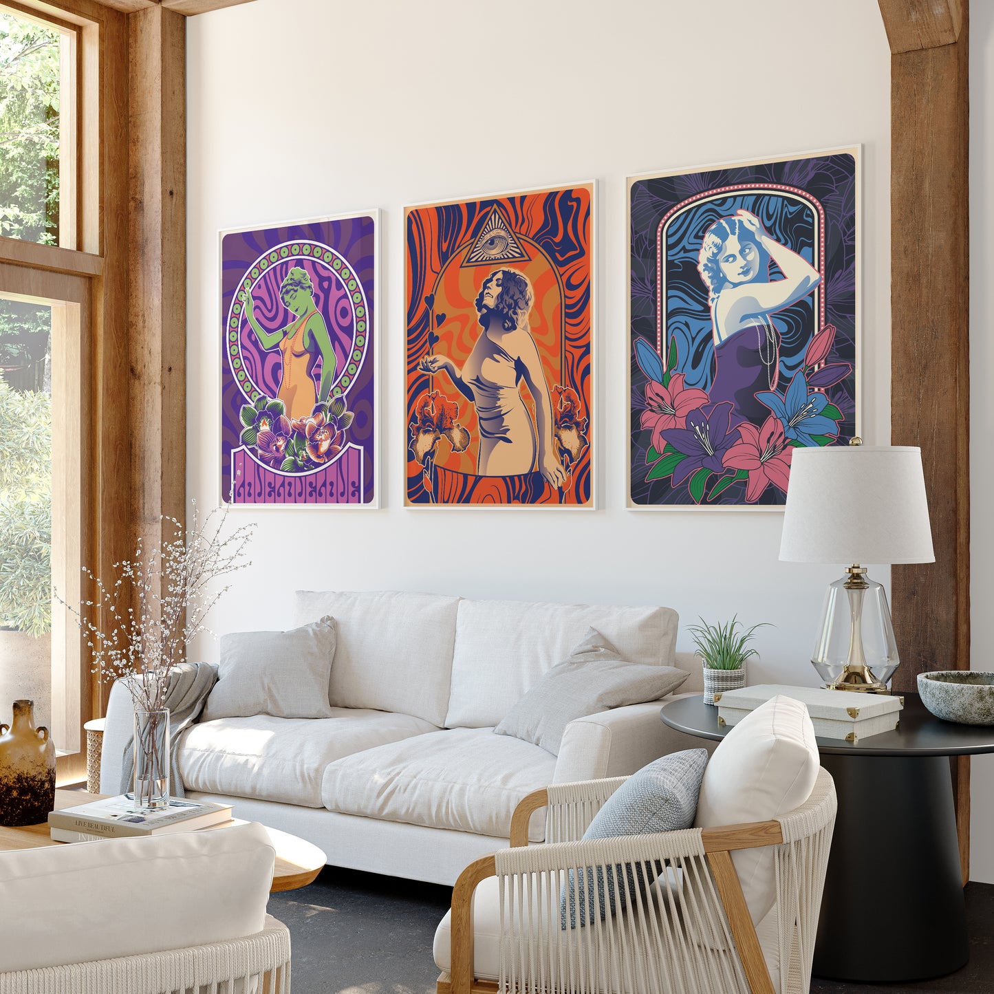 Mystic Muses: Vintage Psychedelic Femme Poster Set (Trio)