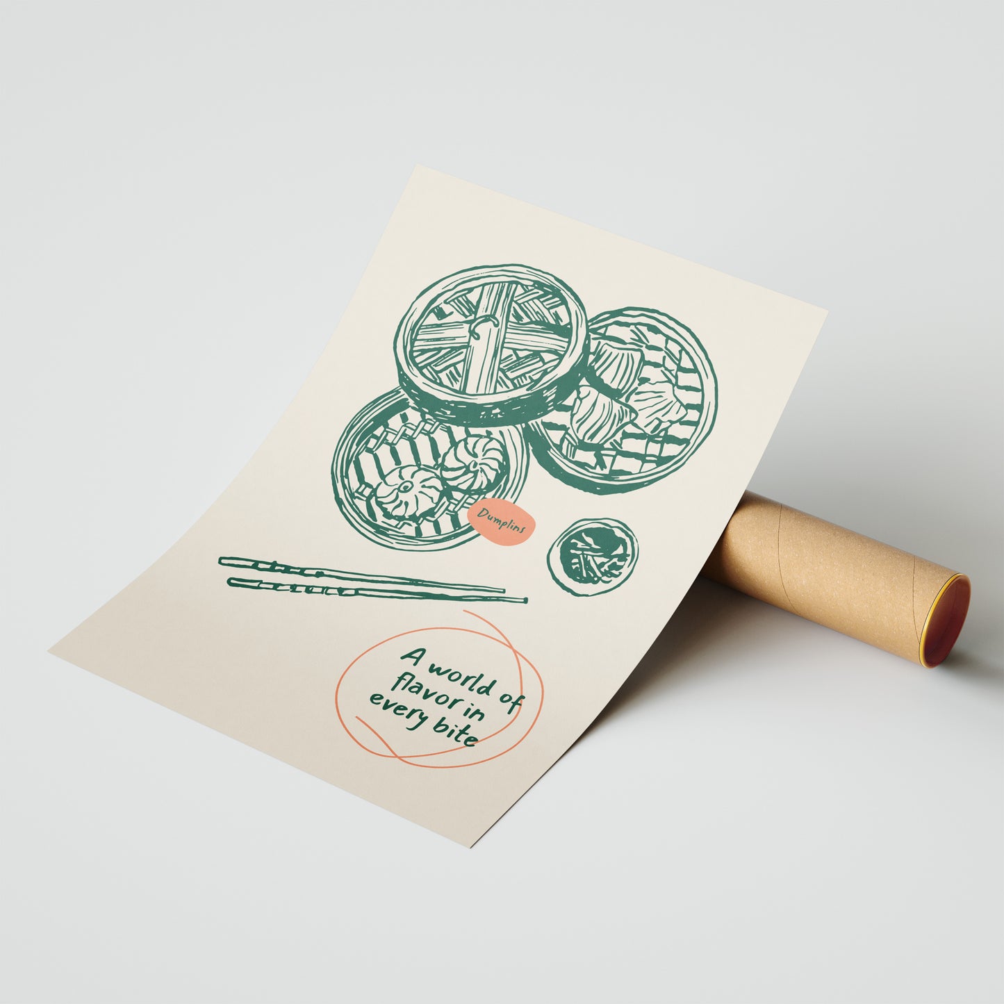 A World of Flavor – Dumpling Art Poster