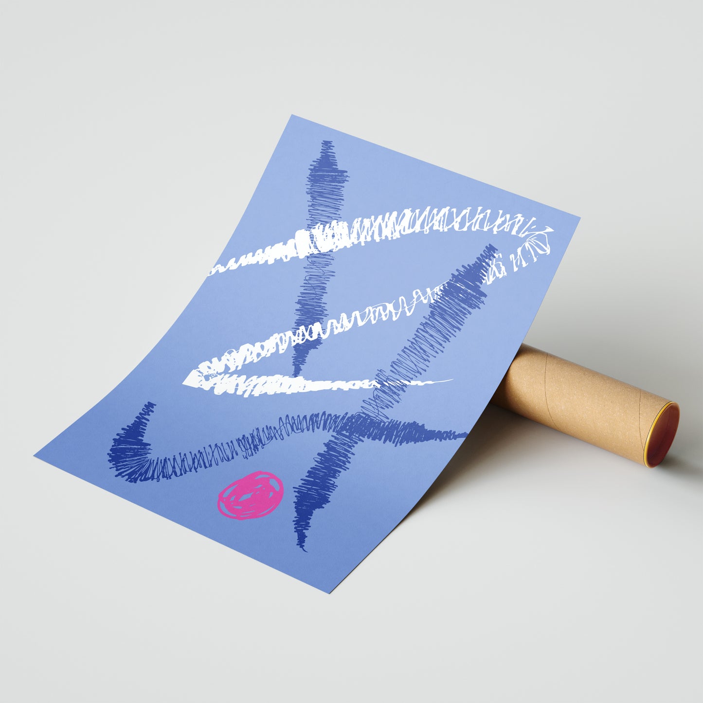 Blue & White Chaos – Abstract Modern Art Print