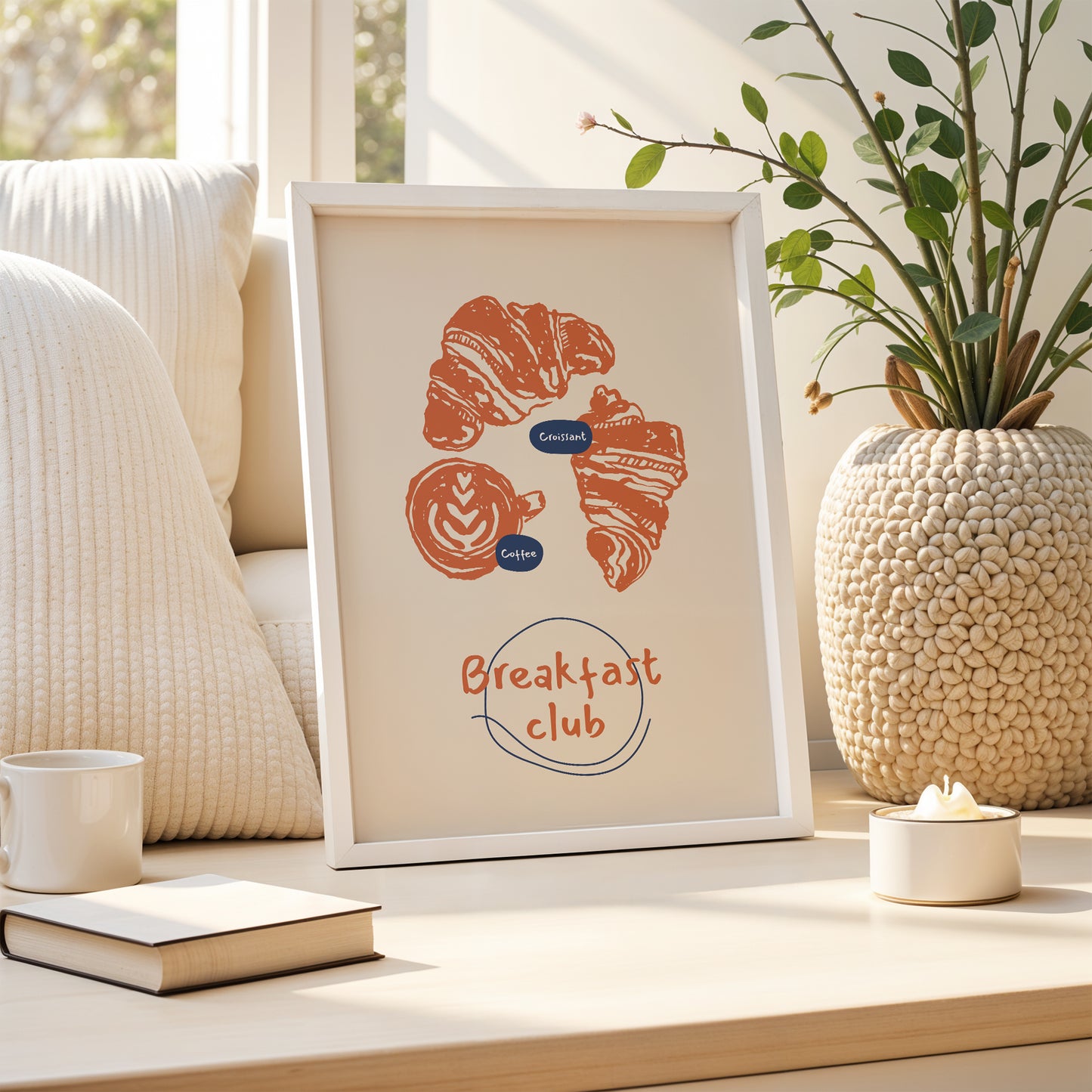 Breakfast Club – Croissant & Coffee Art Poster
