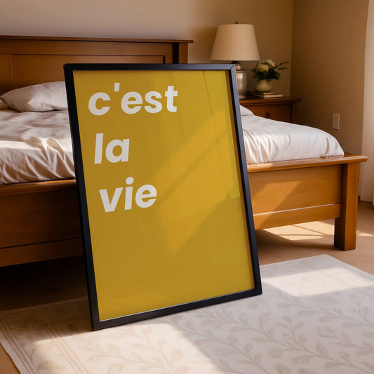 C'est la Vie – Modern Yellow French Poster