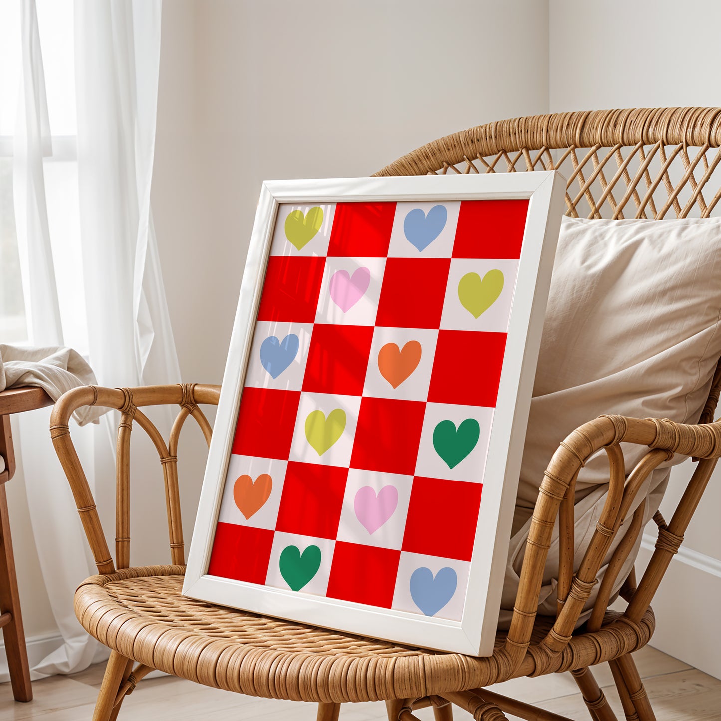 Colorful Hearts Checkerboard – Joyful Pop Art