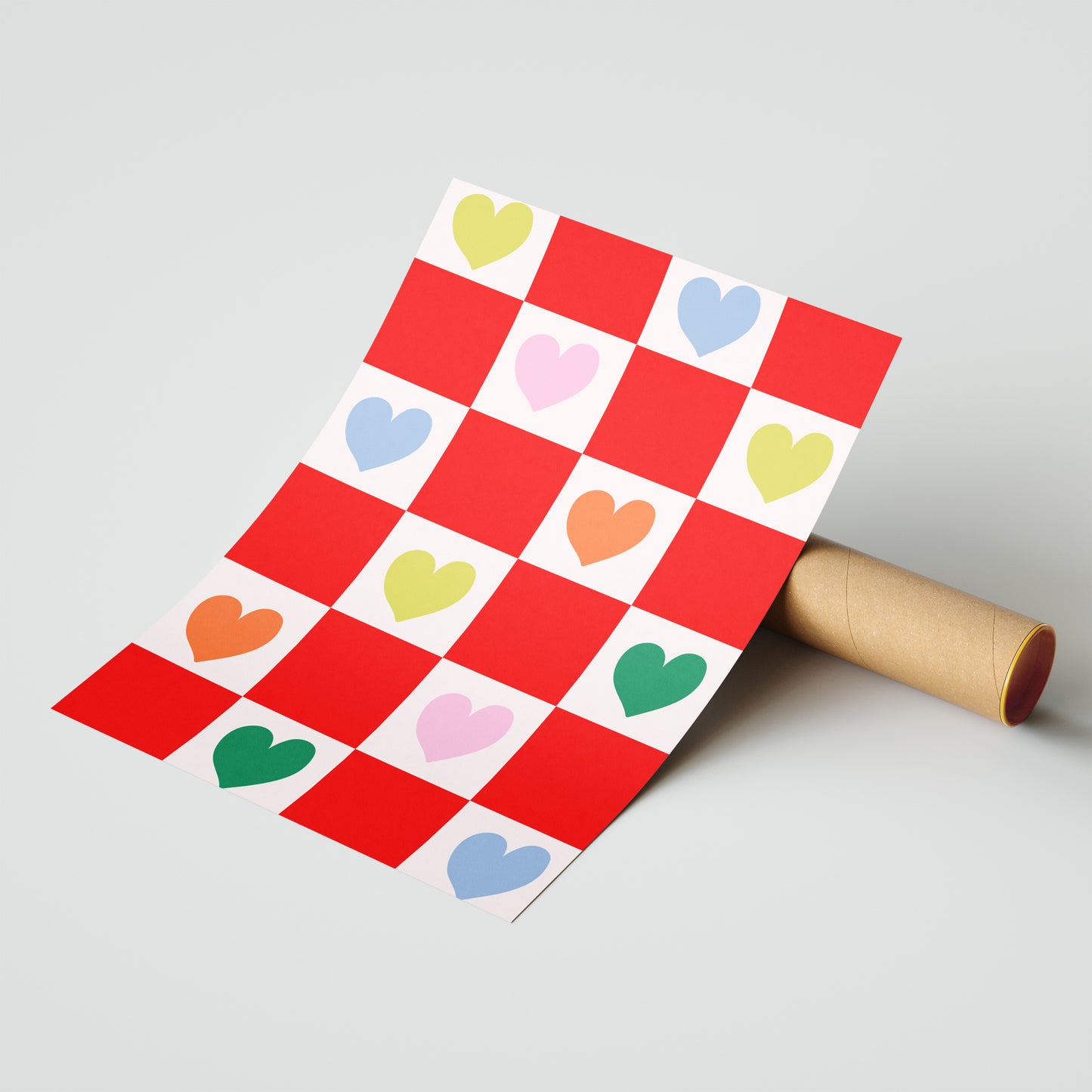 Colorful Hearts Checkerboard – Joyful Pop Art