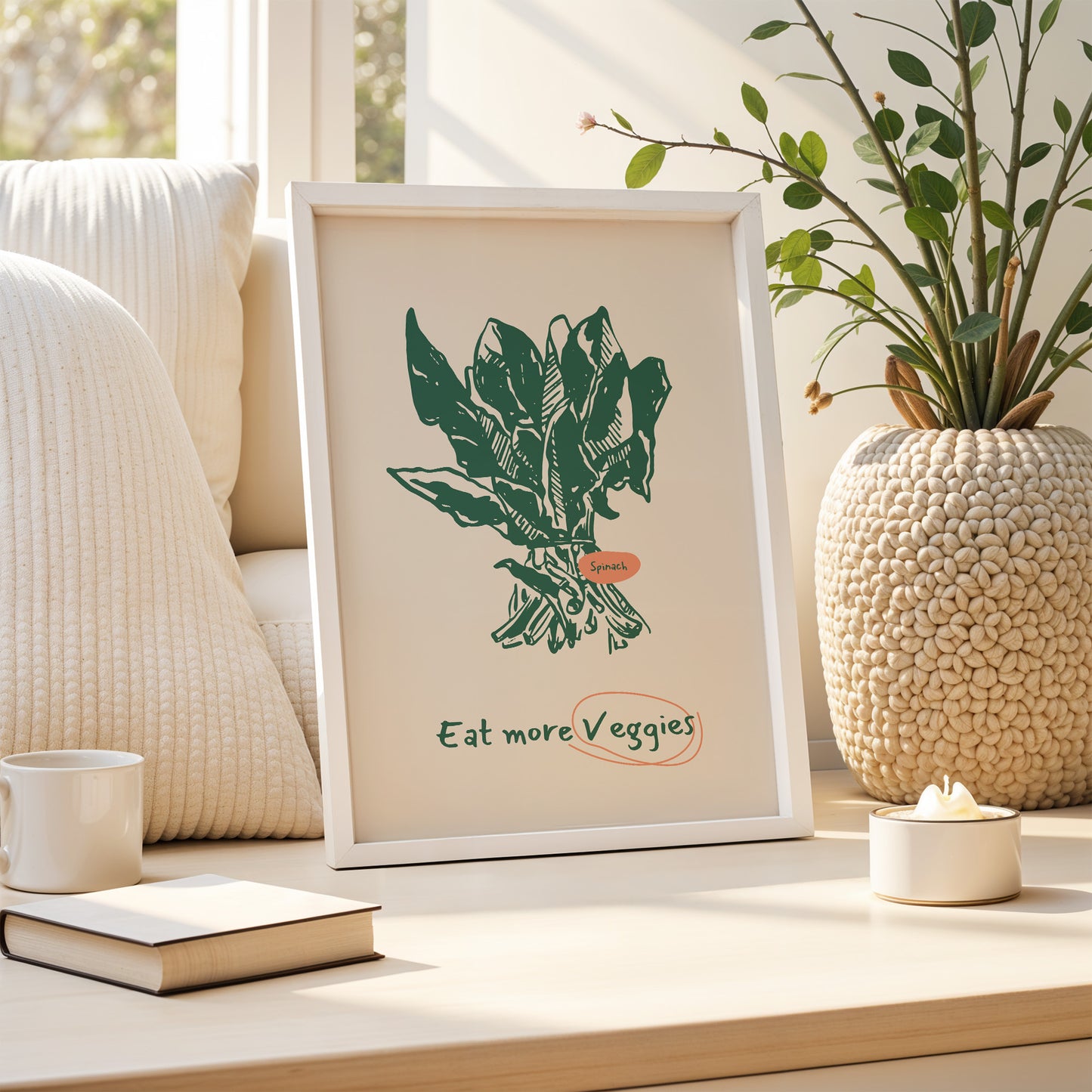 Eat More Veggies – Spinach Kitchen Art Print