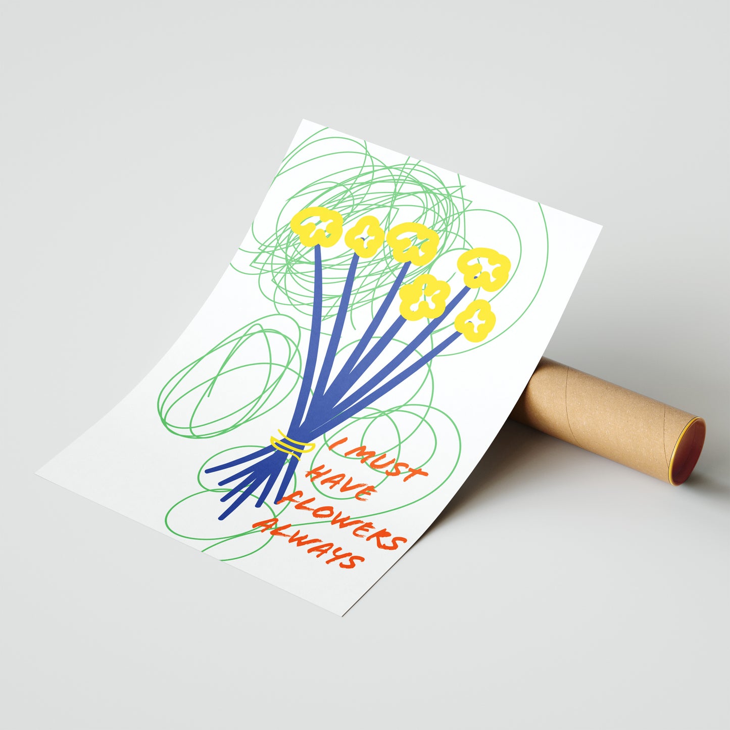 “I Must Have Flowers Always” – Modern Floral Art Print