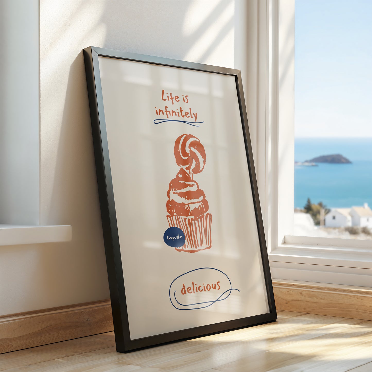"Life is Infinitely Delicious" - Cheerful Cupcake Wall Art