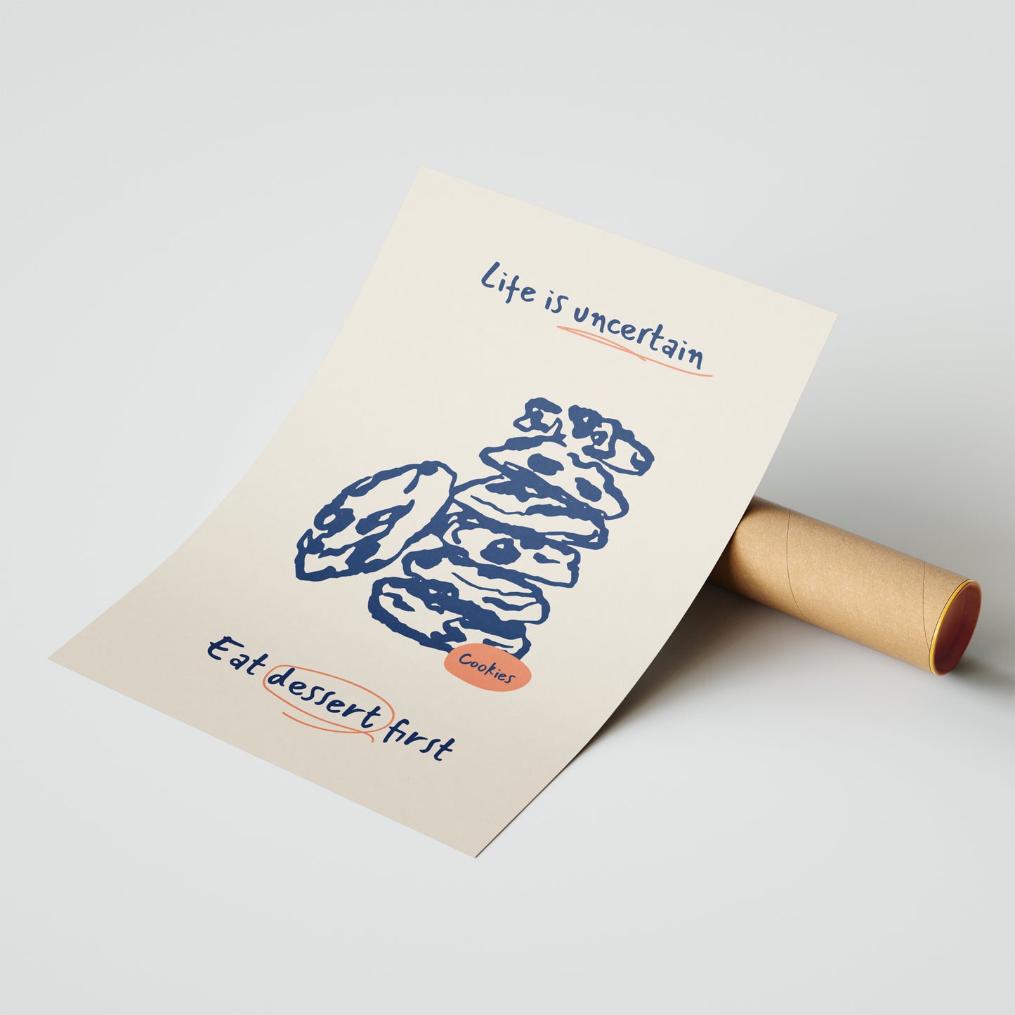 "Eat Dessert First" - Quirky Cookie Art Print