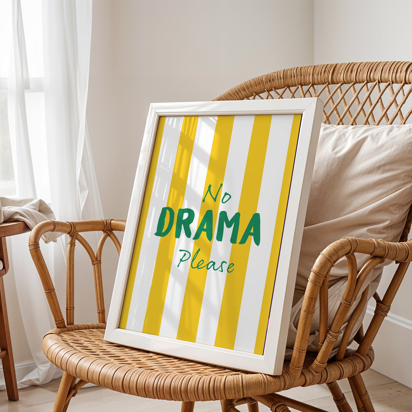 "No Drama Please" Cheerful Stripe Art