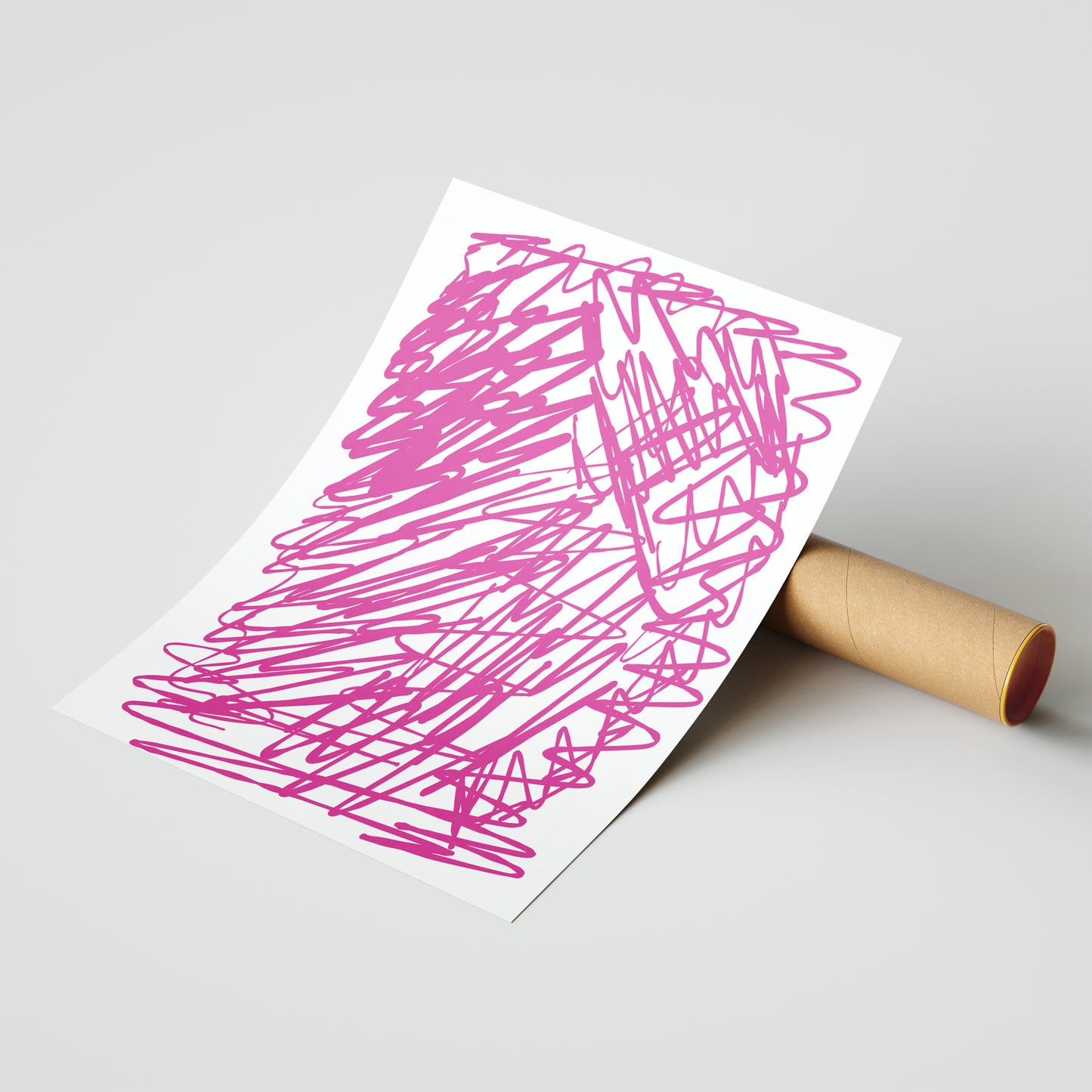 Creative Chaos – Abstract Pink Scribble Art Print