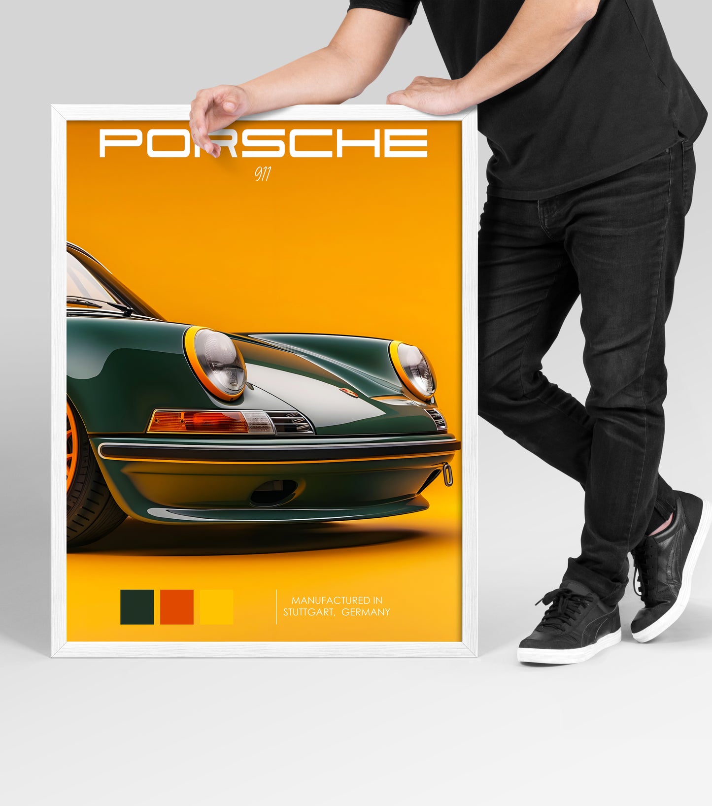 Porsche 911 Vintage Yellow-Green Poster