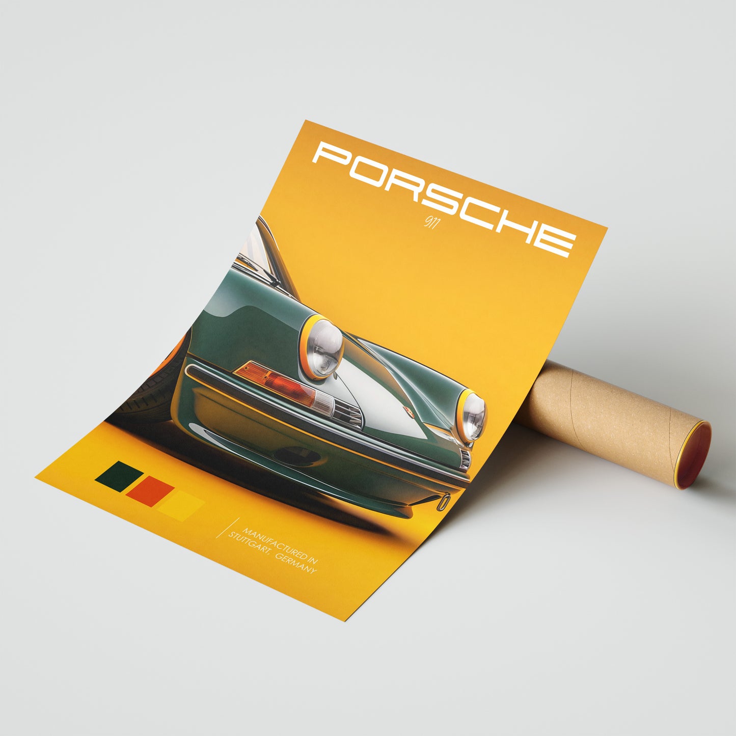 Porsche 911 Vintage Yellow-Green Poster