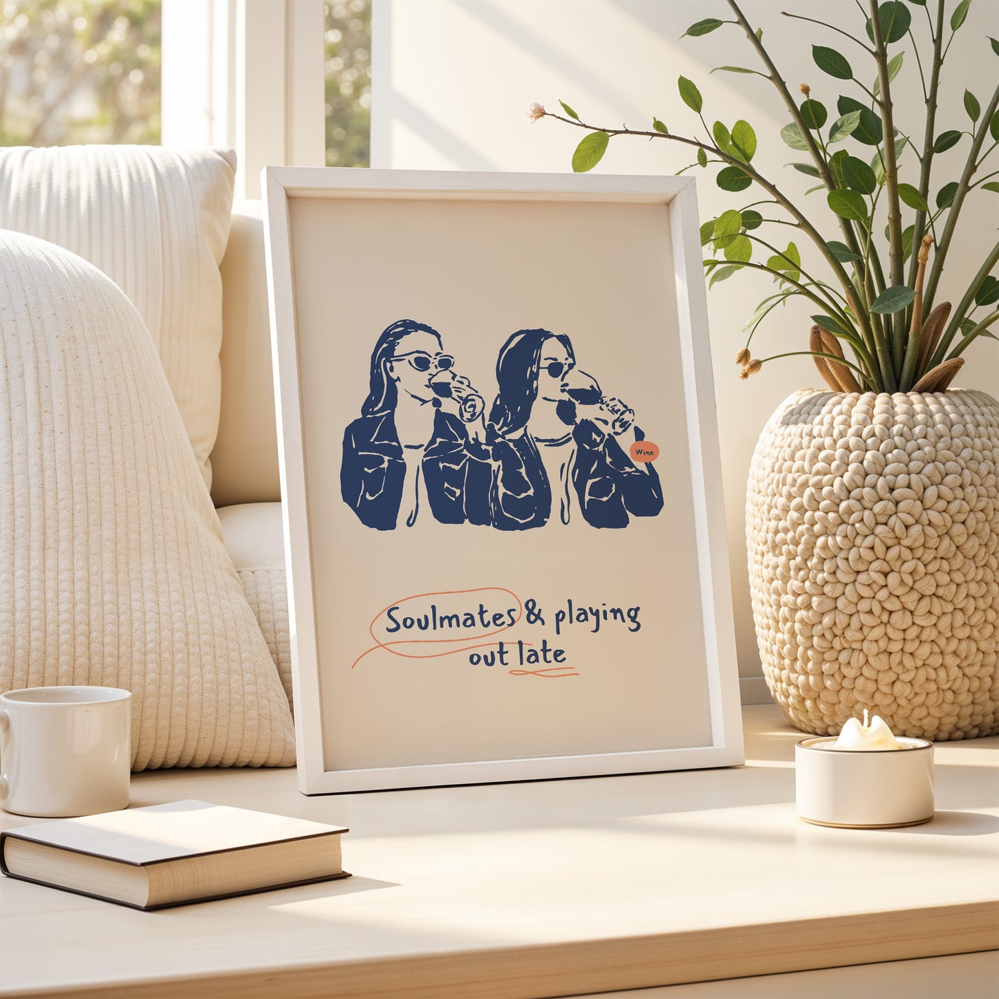Soulmates & Late Nights – Wine & Friendship Art Print