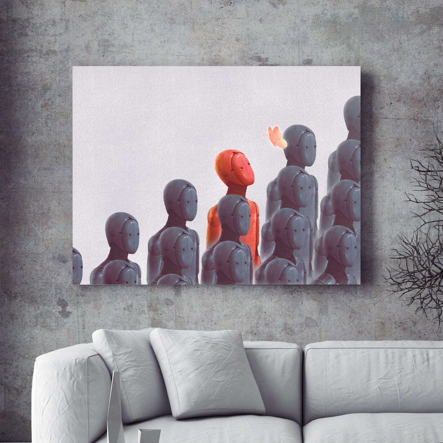 Stand Out – Red Figure in a Crowd Poster
