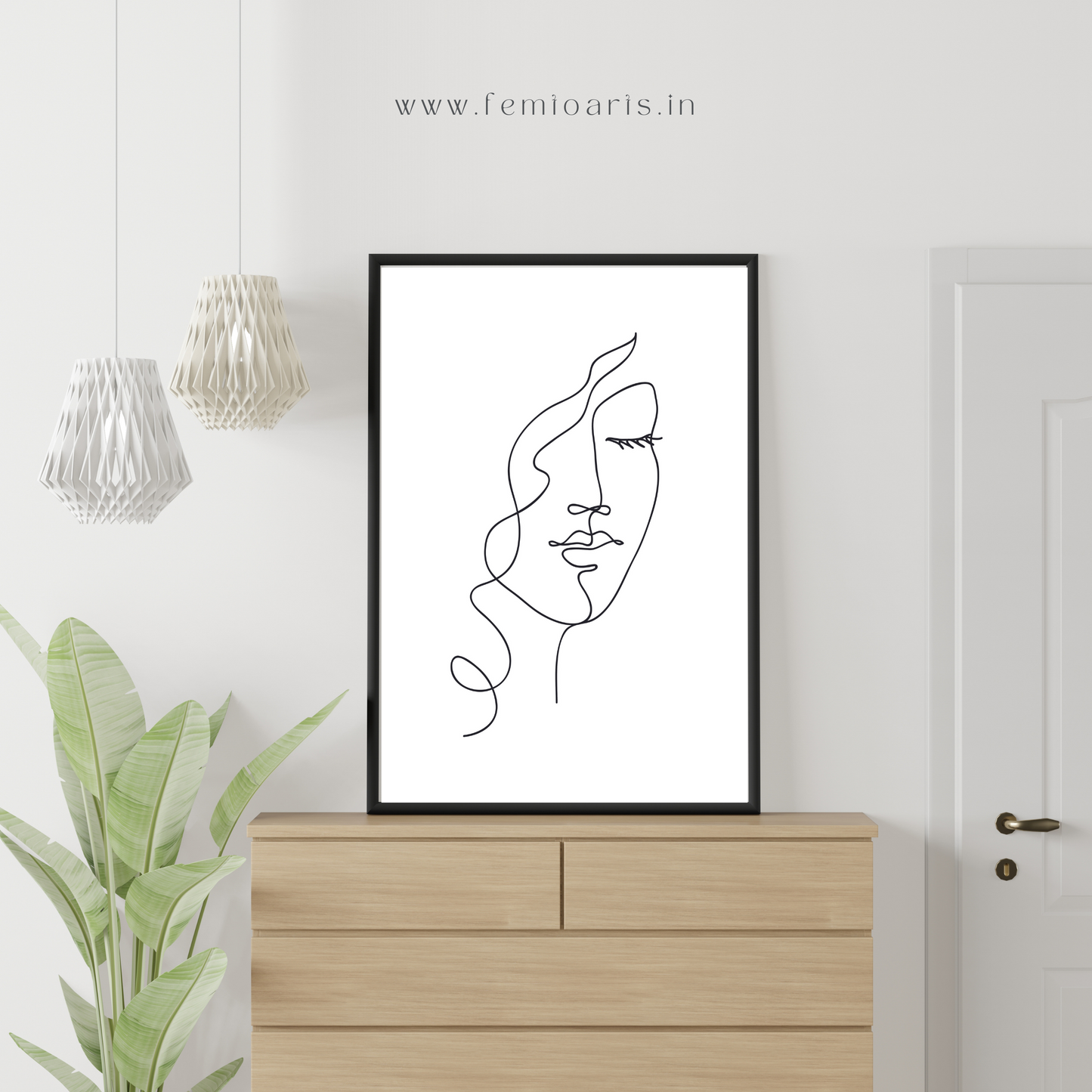 Abstract woman face with wavy hair