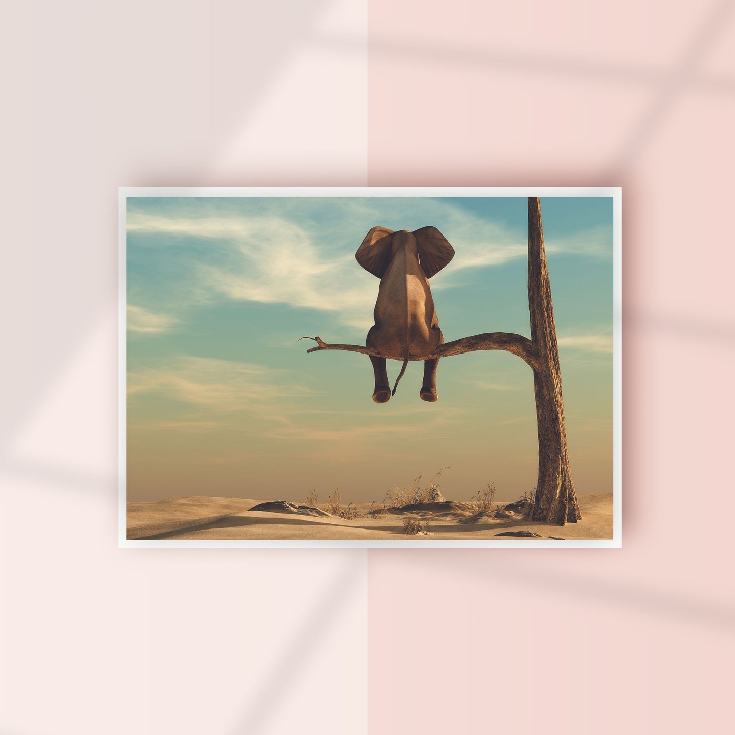 The Waiting Game – Surreal Elephant Art Poster