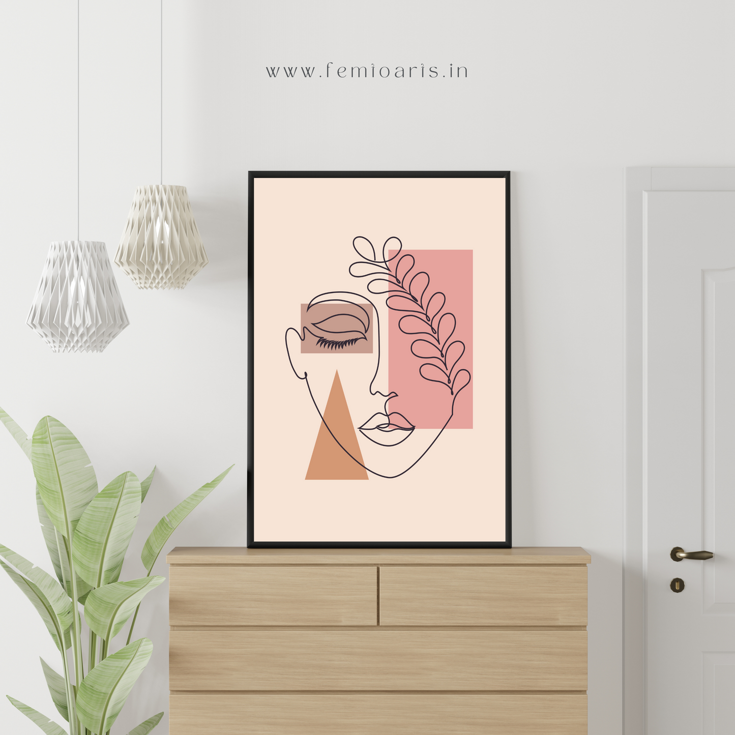 Beautiful women portrait with Abstract Shapes in the background