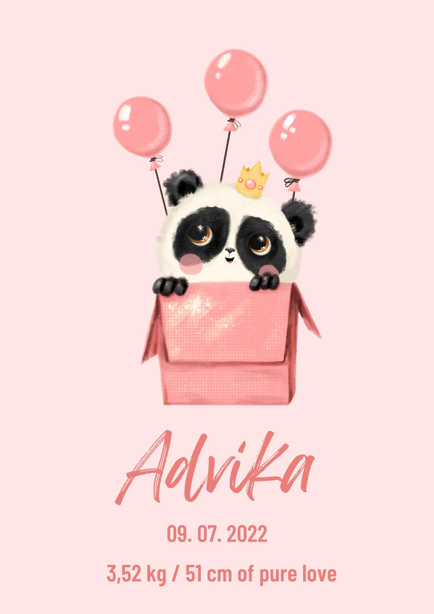 Personalized Baby Girl Poster - Name, DOB and Tagline