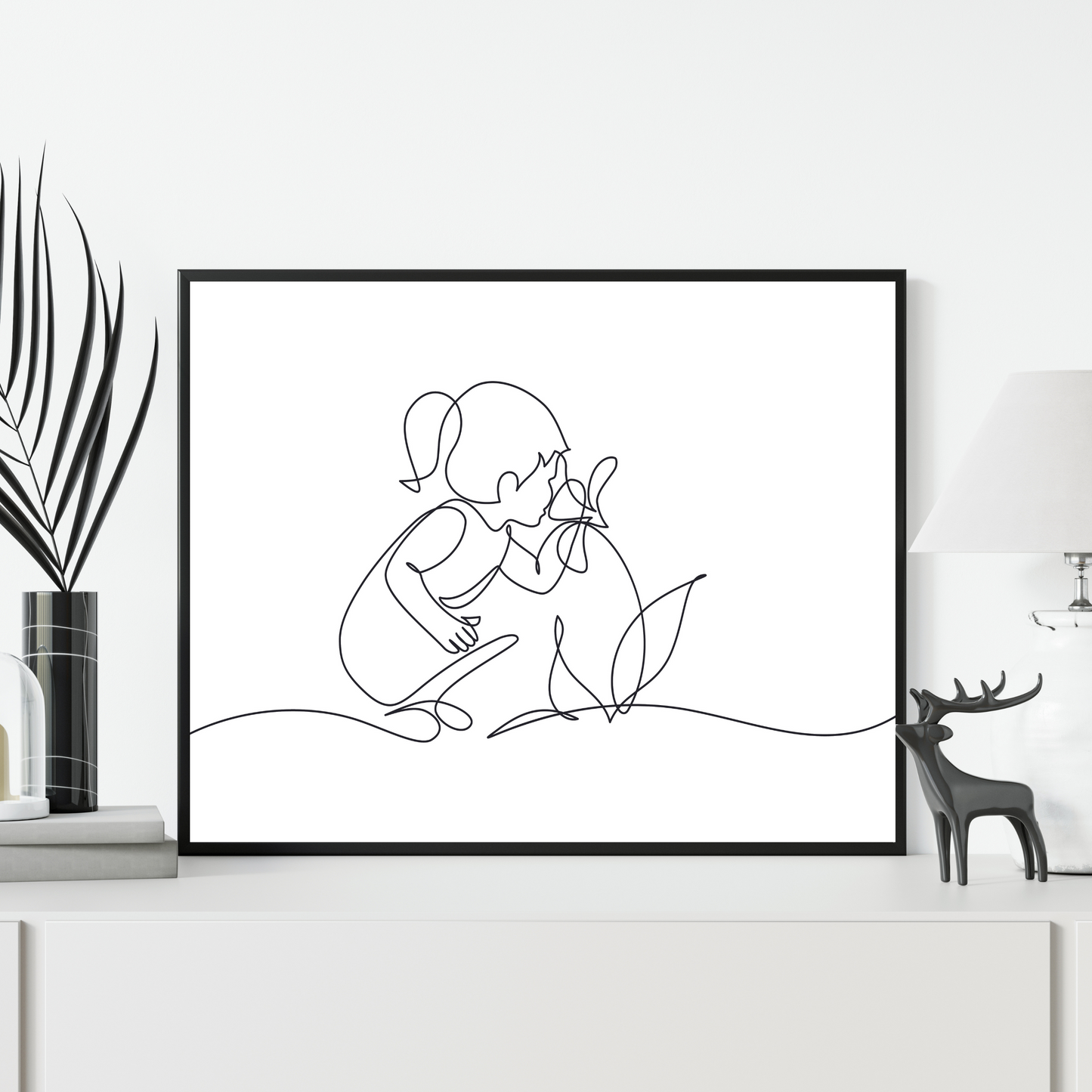 Child smelling flower