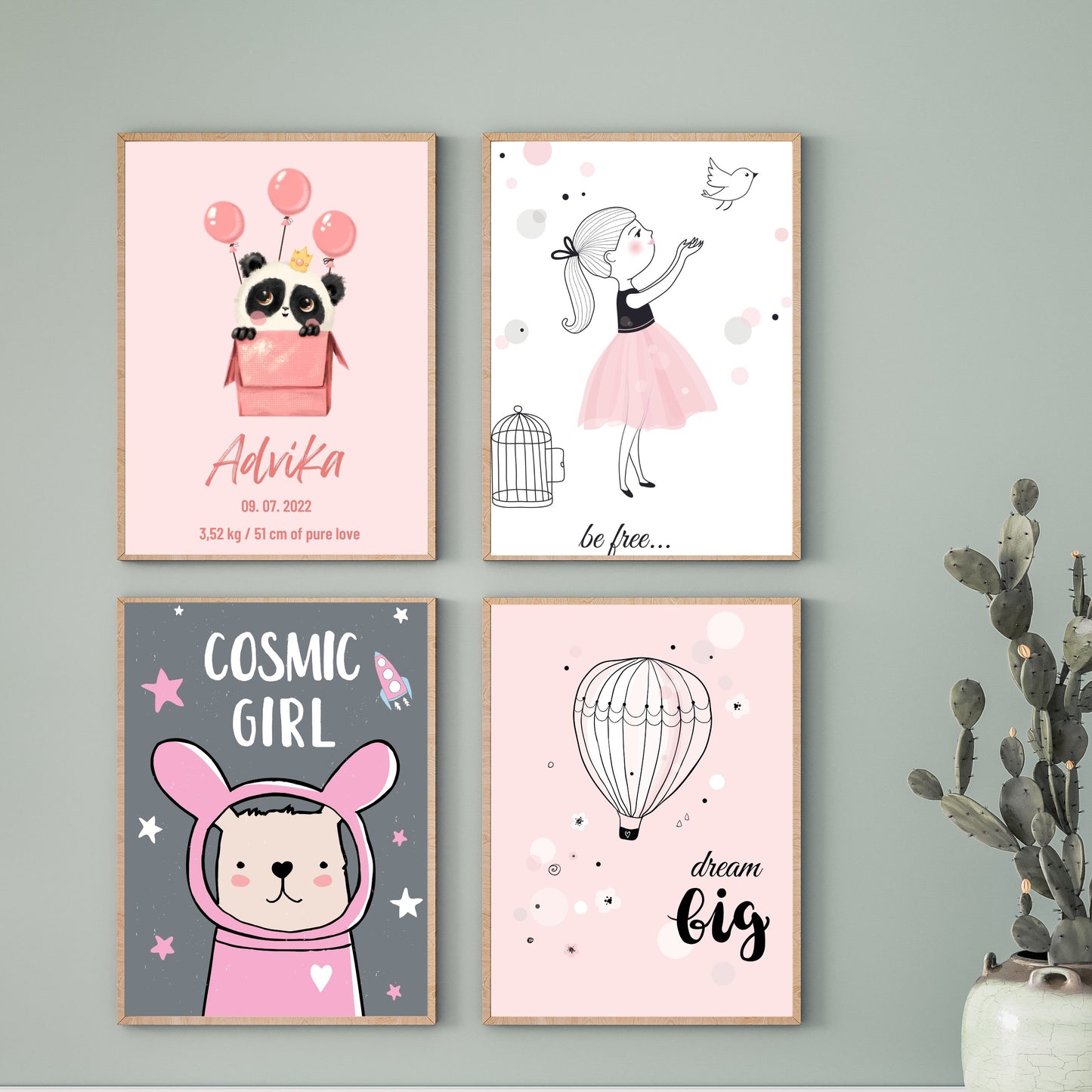 Personalized Baby Girl Poster - Name, DOB and Tagline