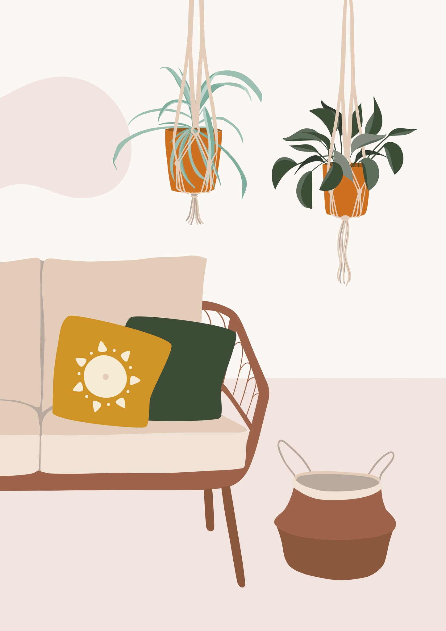 Hand drawn boho interior
