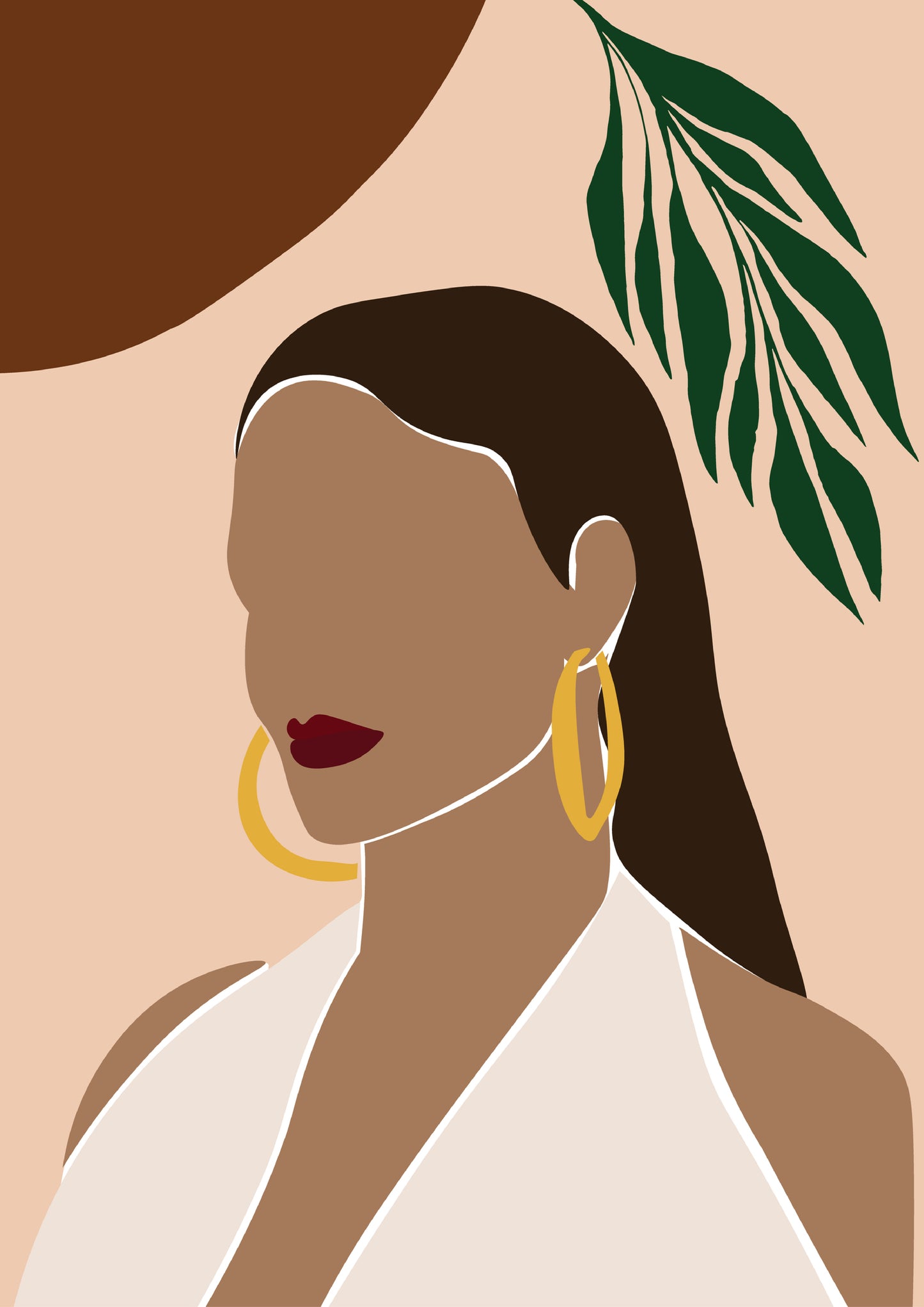 Abstract Woman with Earring Boho Art