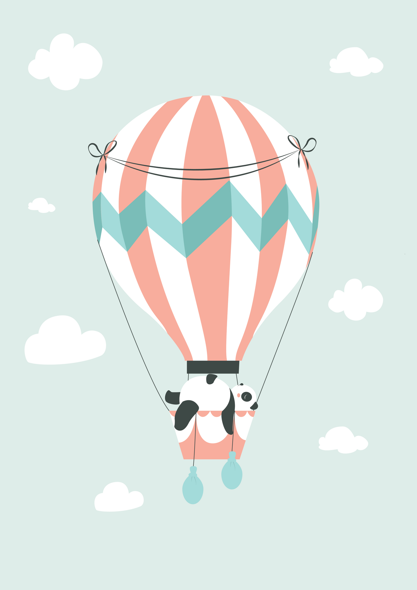 Panda on a hot air balloon