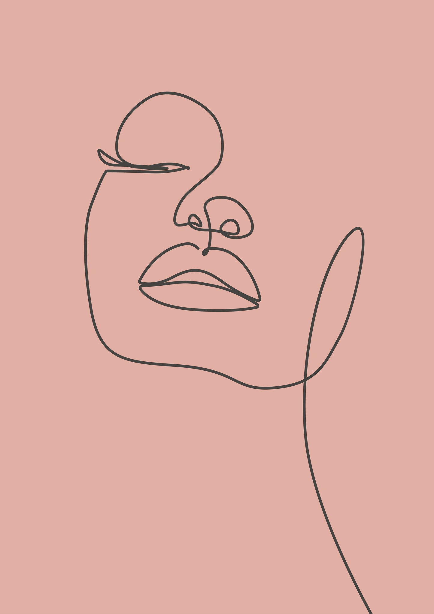 Continuous Line Drawing of a beautiful woman face
