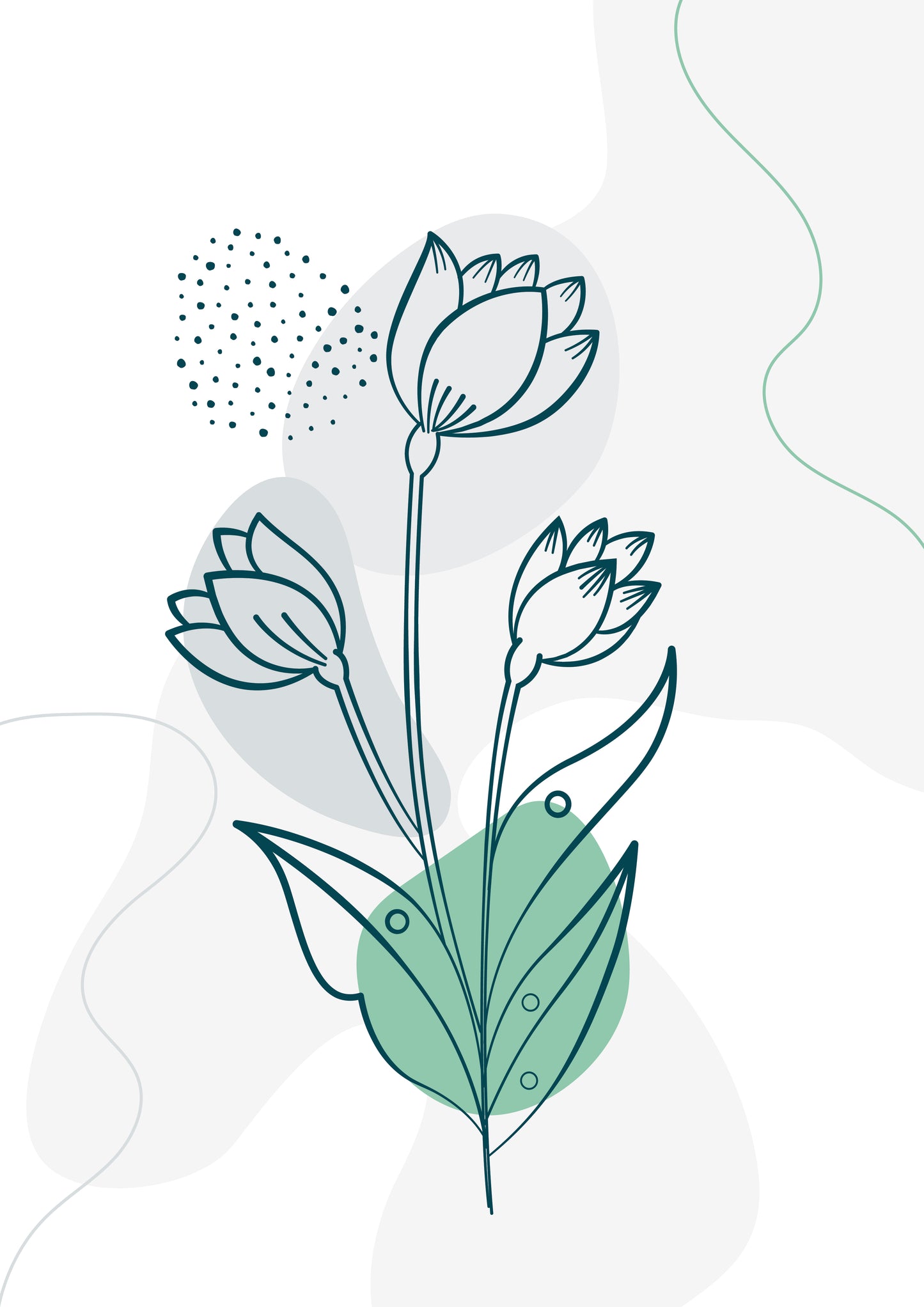 Abstract minimal flower and leaves decorative background