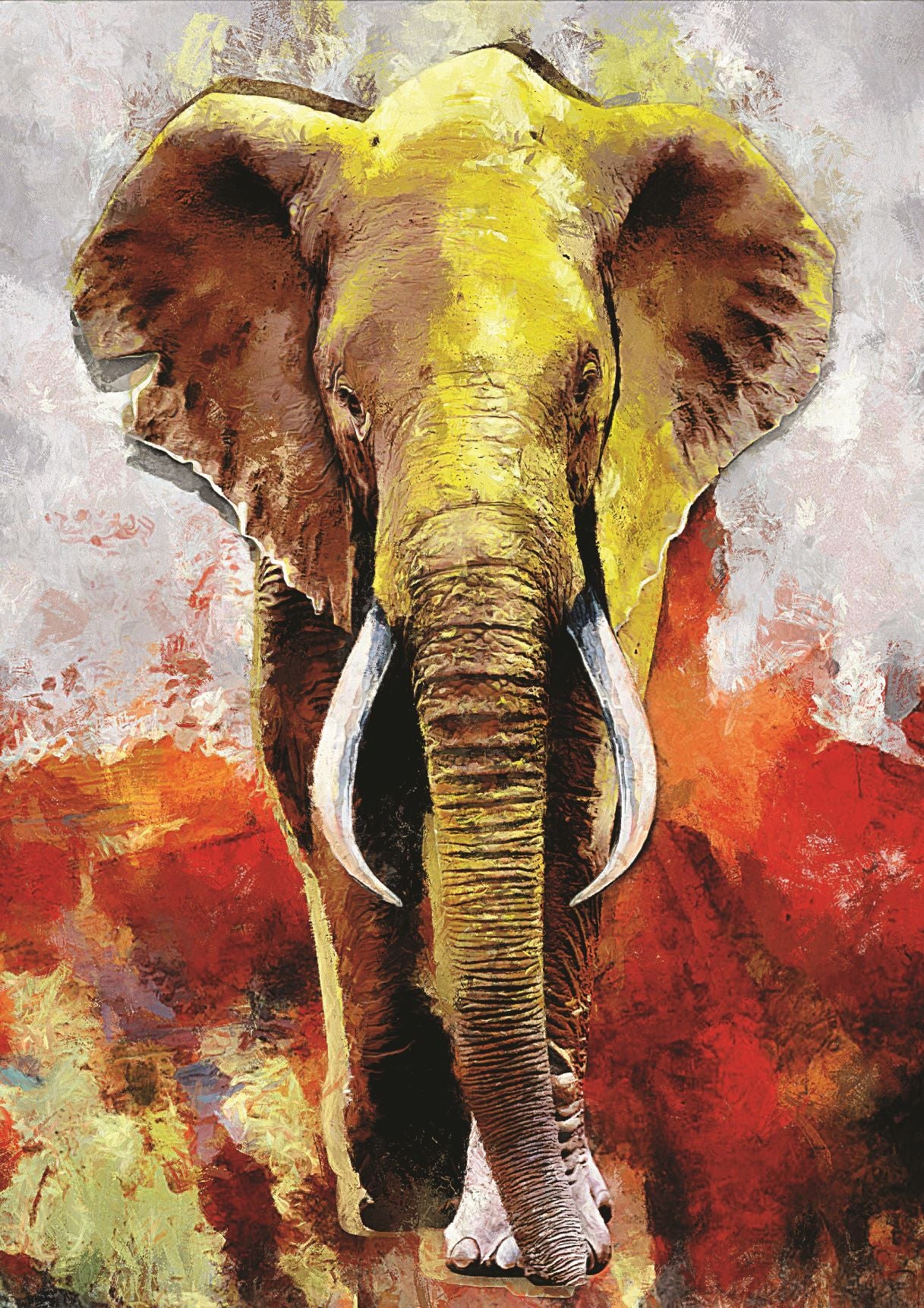 Modern oil painting of an elephant