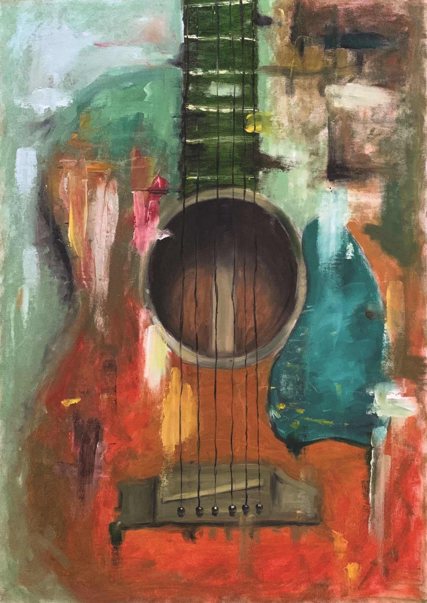 Guitar Hand Painted Oil Painting