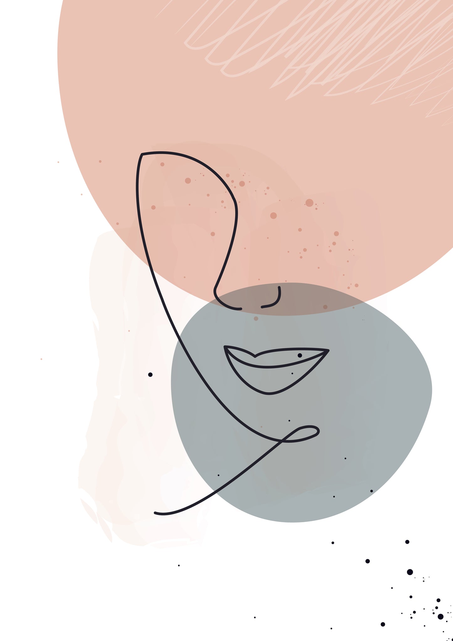 Modern abstract minimalistic women face line art