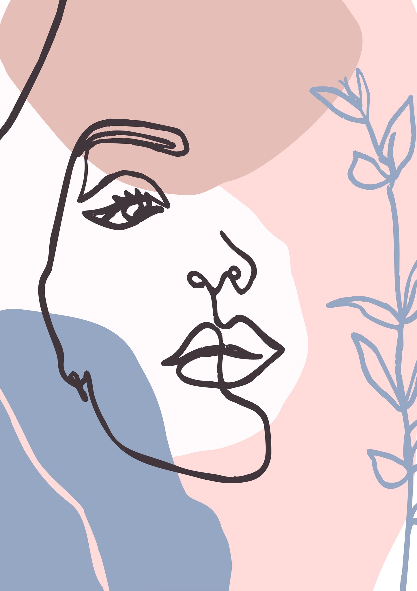 Woman's Face continuous Line art