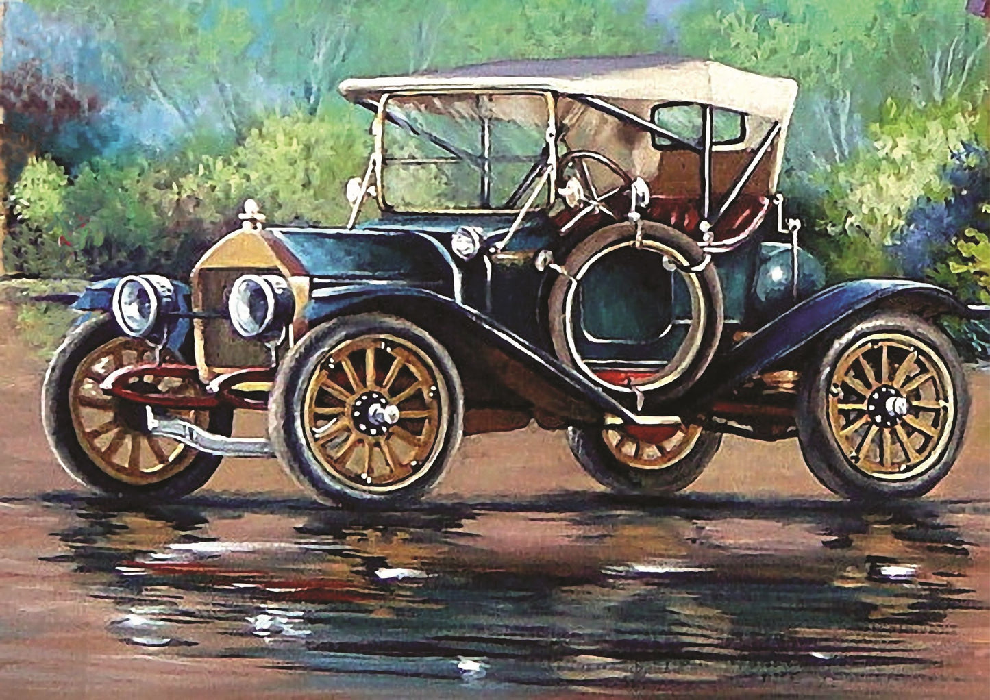 Oil Painting of a Retro Car
