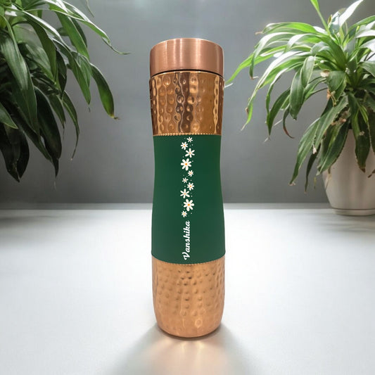 CLINK - [Personalised] Handmade Copper Bottle with Matt Finish, Velvet Green Color, 1 Litre