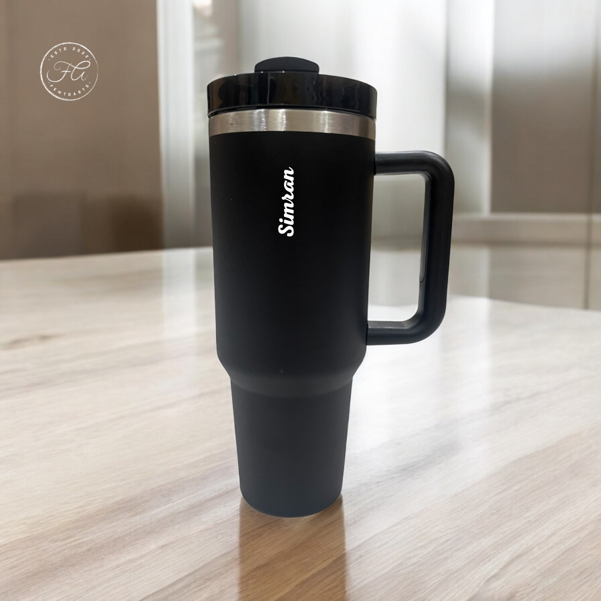 CLINK - [Personalised] 1.2L Stainless Steel Tumbler with Handle Straw & Lid - Midnight Mirage Color