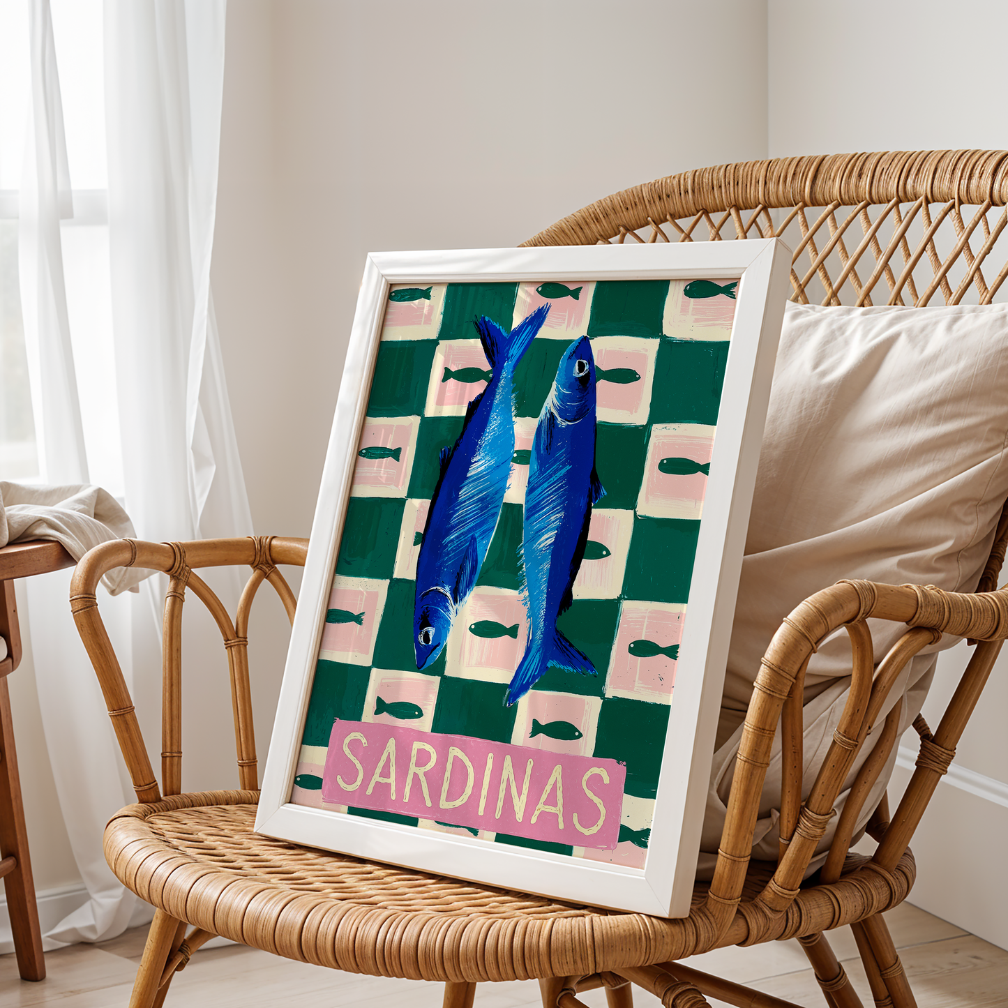 SARDINAS – Whimsical Blue Fish Pop Art Print