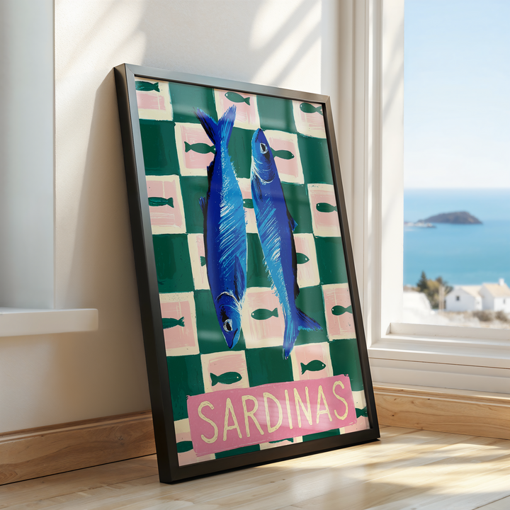 SARDINAS – Whimsical Blue Fish Pop Art Print – FEMTOARTS