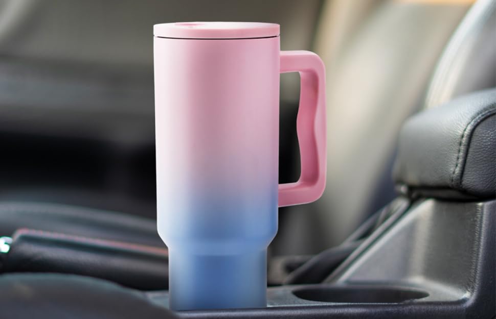 CLINK - [Personalised] 1.2L Stainless Steel Tumbler with Handle Straw & Lid - Pink & Blue Color