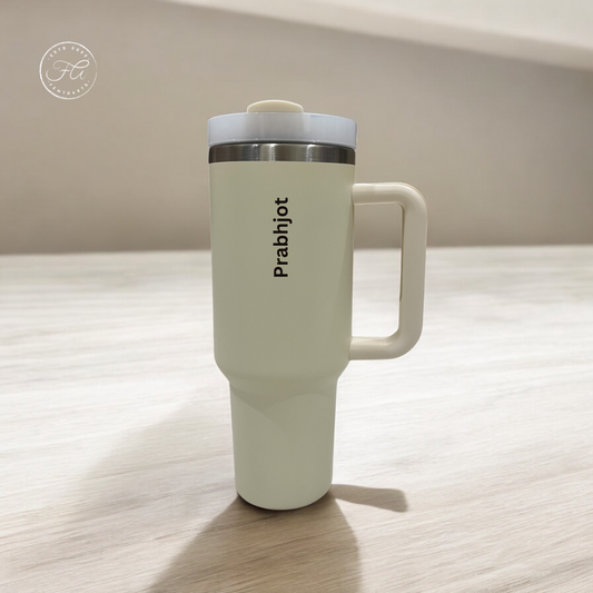 CLINK - [Personalised] 1.2L Stainless Steel Tumbler with Handle Straw & Lid - Ivory Mist Color