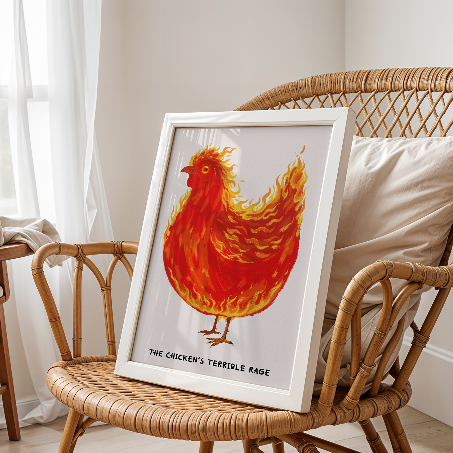 The Chicken’s Terrible Rage – Fiery Hen Pop Art Poster