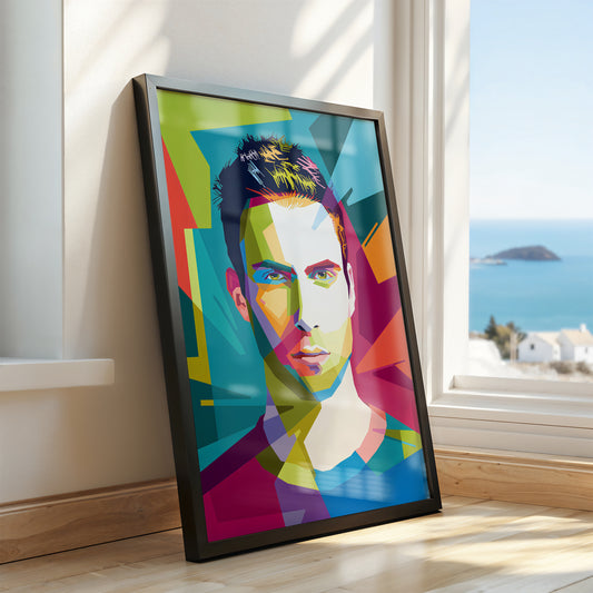 Adam Levine Pop Art Portrait – Bold Maroon 5-Inspired Wall Décor