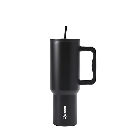 CLINK - [Personalised] 1.2L Stainless Steel Tumbler with Handle Straw & Lid - Midnight Black Color