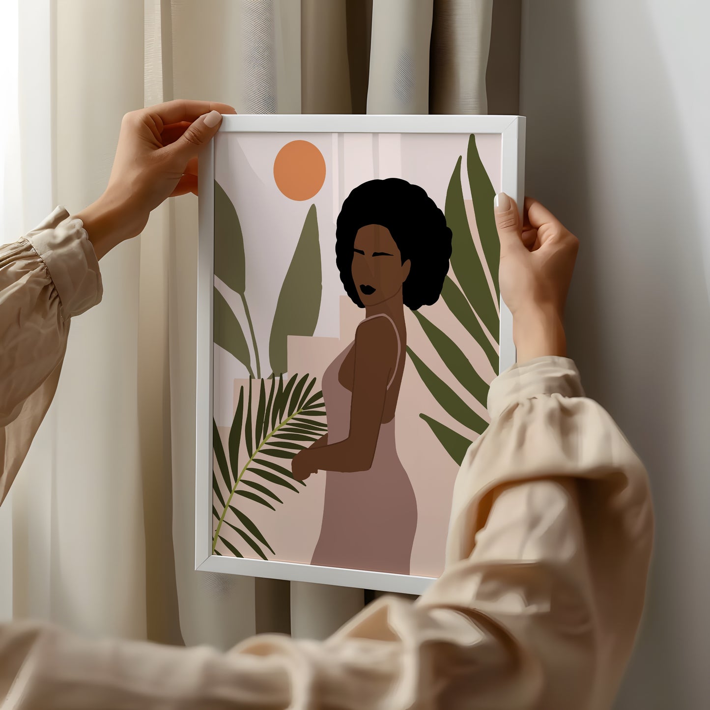 Sunlit Serenity – Modern Boho Botanical Poster