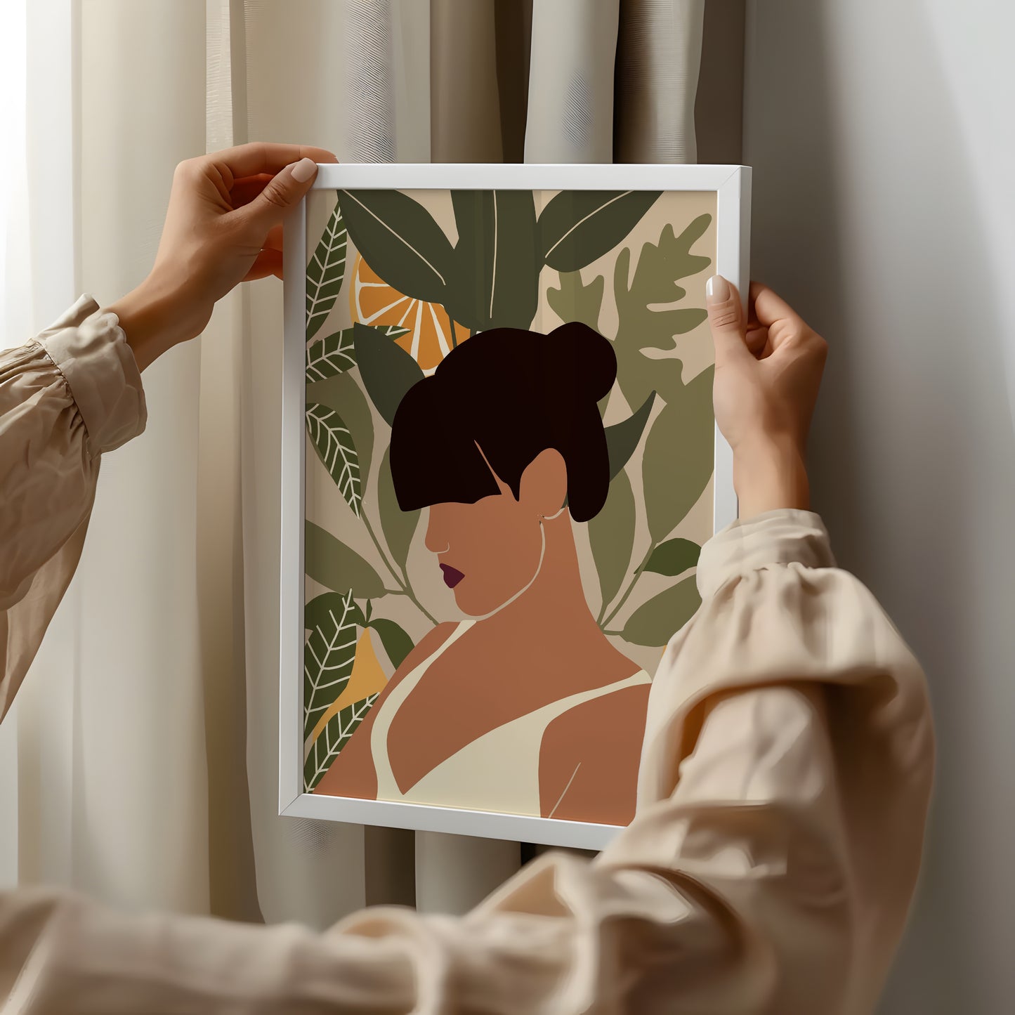 Botanical Glam – Modern Minimalist Woman Portrait