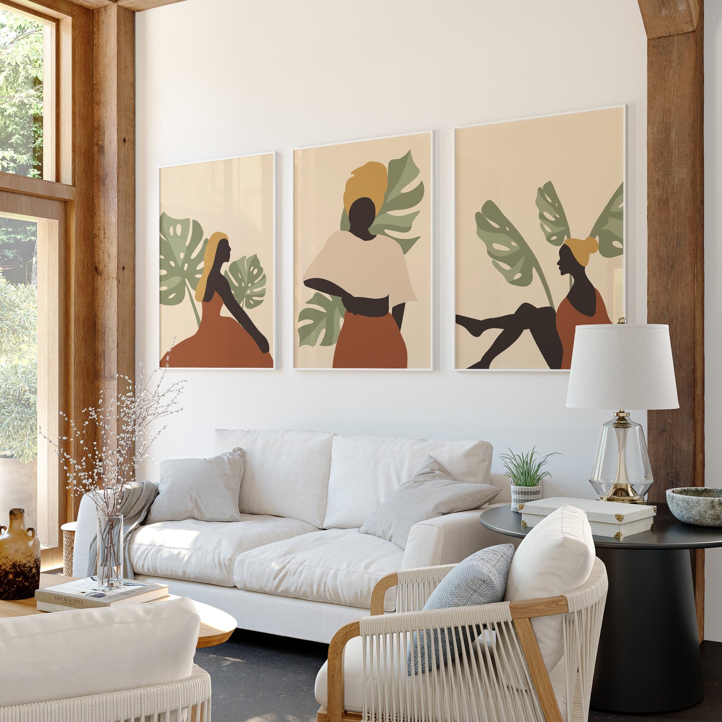 Serene Silhouettes: A Minimalist Triptych of Poise and Tranquility