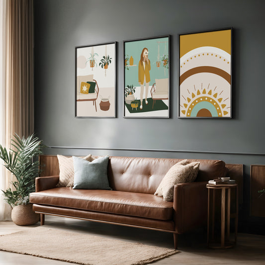 Sun & Sanctuary Boho Art Set – Style Your Zen Space (Set of 3)