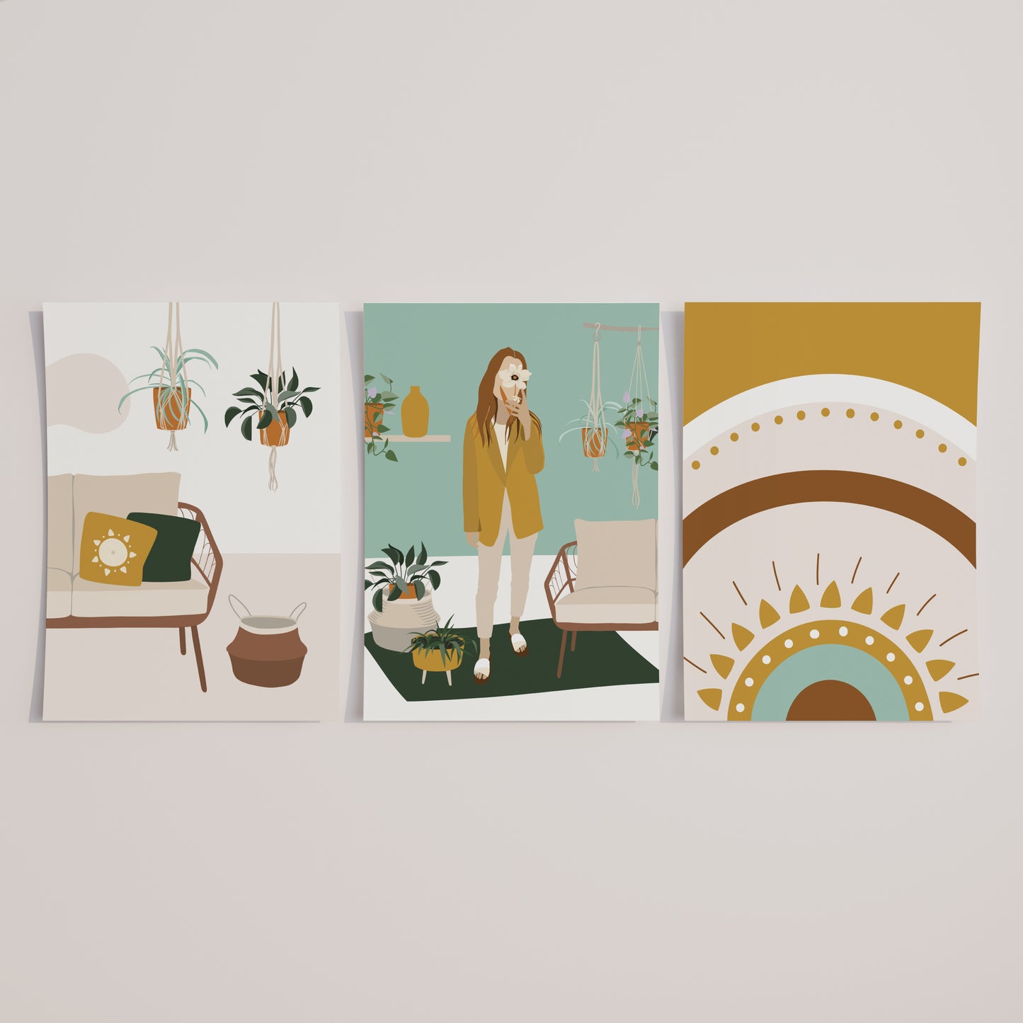 Sun & Sanctuary Boho Art Set – Style Your Zen Space (Set of 3)