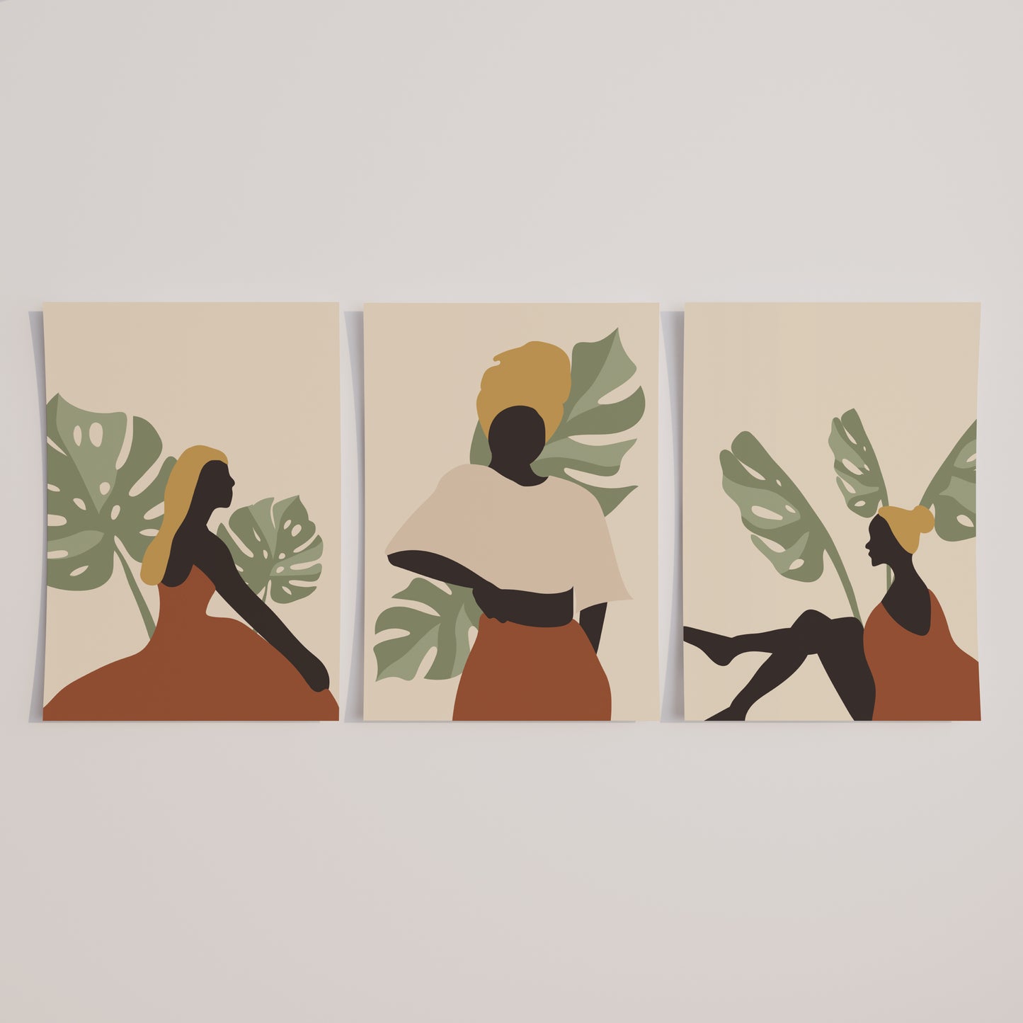Serene Silhouettes: A Minimalist Triptych of Poise and Tranquility